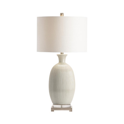 Carrefour Table Lamp - Traditional Ceramic Body with Crystal Sub-base and Brushed Nickel Accents