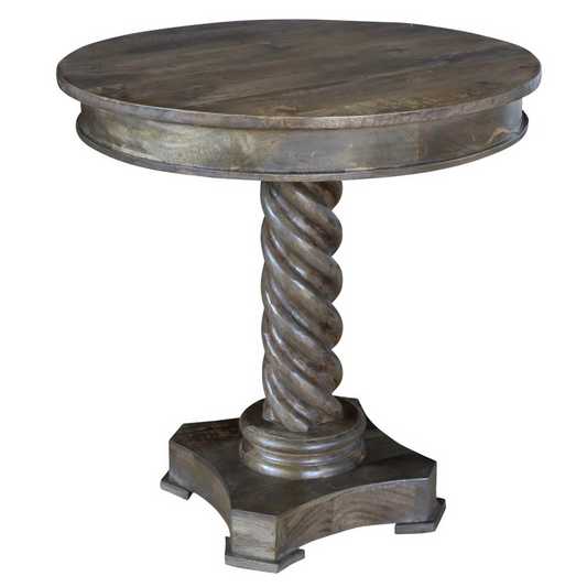 Bengal Manor Mango Wood Carved Rope Twist Accent Table - Rustic Style and Traditional Flair