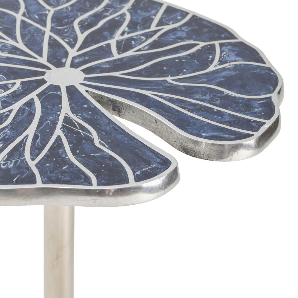 Blue Springs Metal Inlay Blue Accent Table - Whimsical and Coastal-Style Furniture