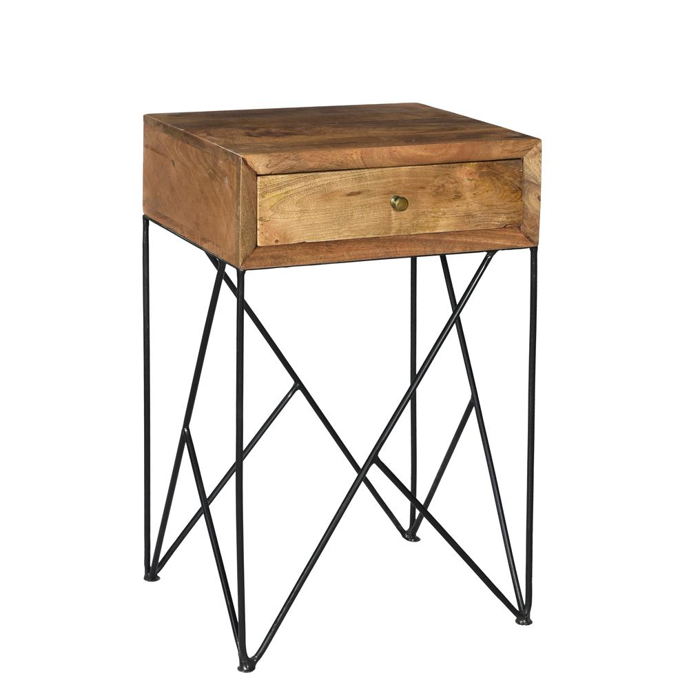 Crestview Bengal Manor Acacia Wood and Metal 1 Drawer Accent Table - Elegant and Functional