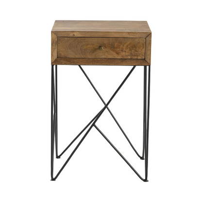 Crestview Bengal Manor Acacia Wood and Metal 1 Drawer Accent Table - Elegant and Functional