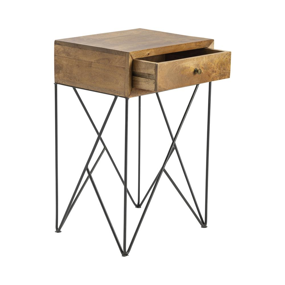 Crestview Bengal Manor Acacia Wood and Metal 1 Drawer Accent Table - Elegant and Functional