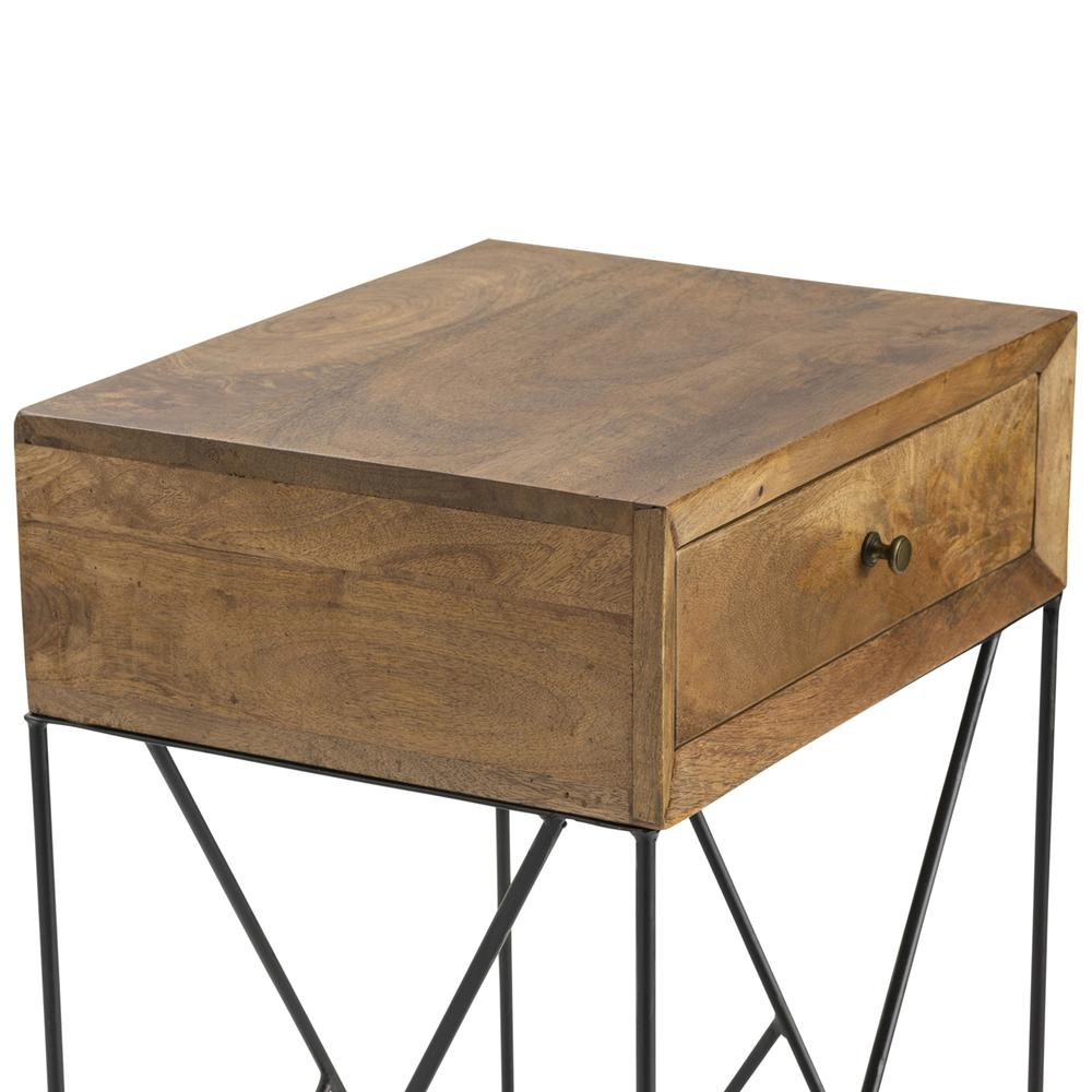 Crestview Bengal Manor Acacia Wood and Metal 1 Drawer Accent Table - Elegant and Functional