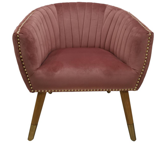 Crestview Collection Wood & Polyester Upholstery Rosslyn Accent Chair in Pink