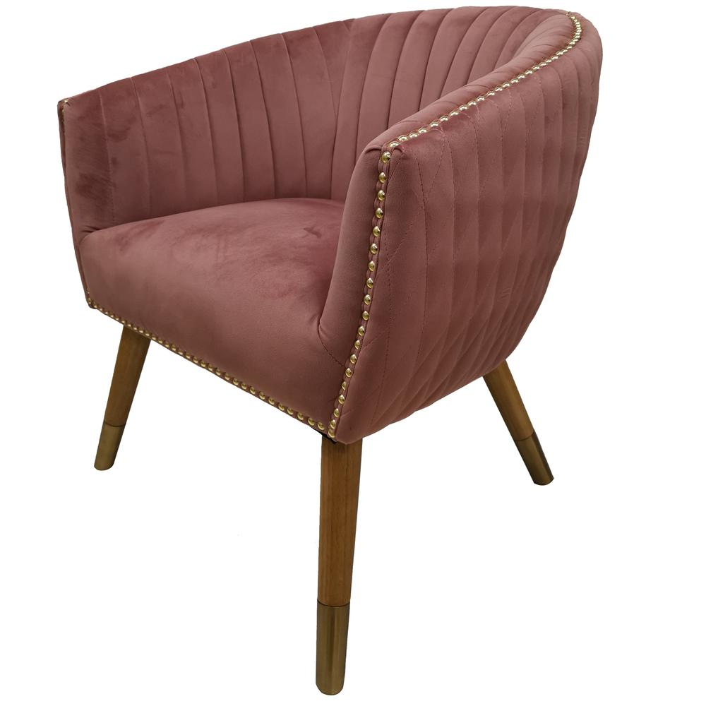 Crestview Collection Wood & Polyester Upholstery Rosslyn Accent Chair in Pink