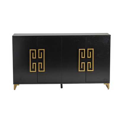 Crestview Collection Corinthian Black and Gold Key 4 Door Sideboard Accessories