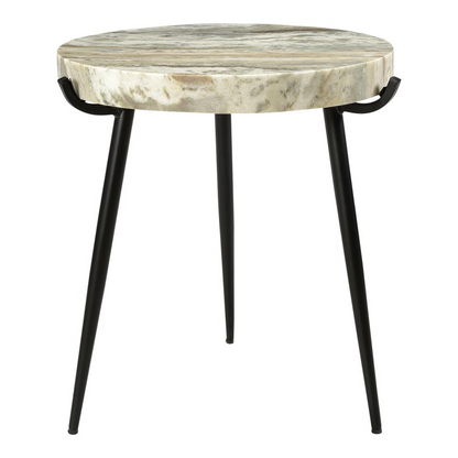 Brinley Marble Accent Table - Elegant Marble Top and Sturdy Iron Base