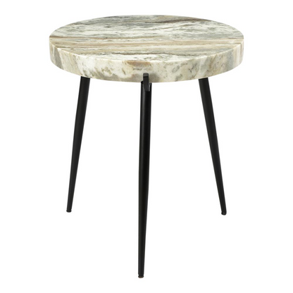 Brinley Marble Accent Table - Elegant Marble Top and Sturdy Iron Base