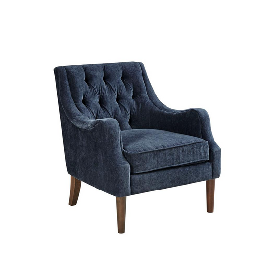 Qwen Button Tufted Accent Chair, Navy - Elegant Transitional Design