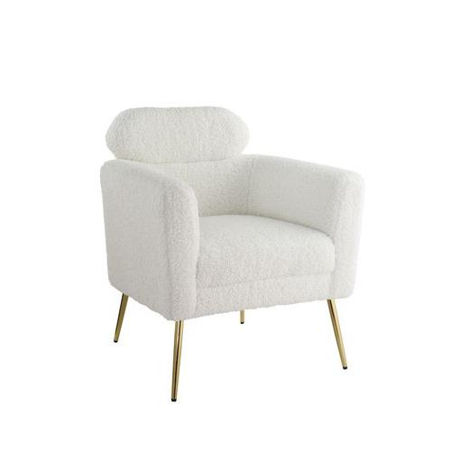 Connock White Teddy Sherpa Accent Chair - Soft and Fluffy | Opulent Metal Legs