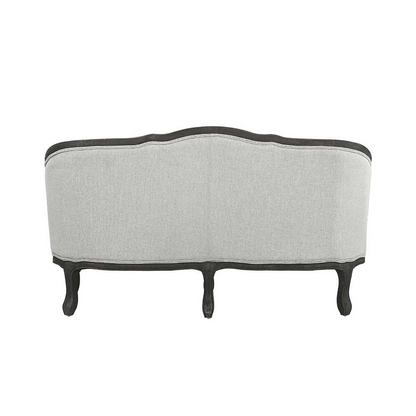 Samael Gray Linen & Dark Brown Finish Loveseat with 2 Pillows | Modern French Design