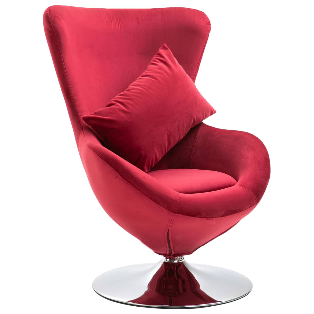 vidaXL Swivel Egg Chair with Cushion Red Velvet | Elegant and Comfortable