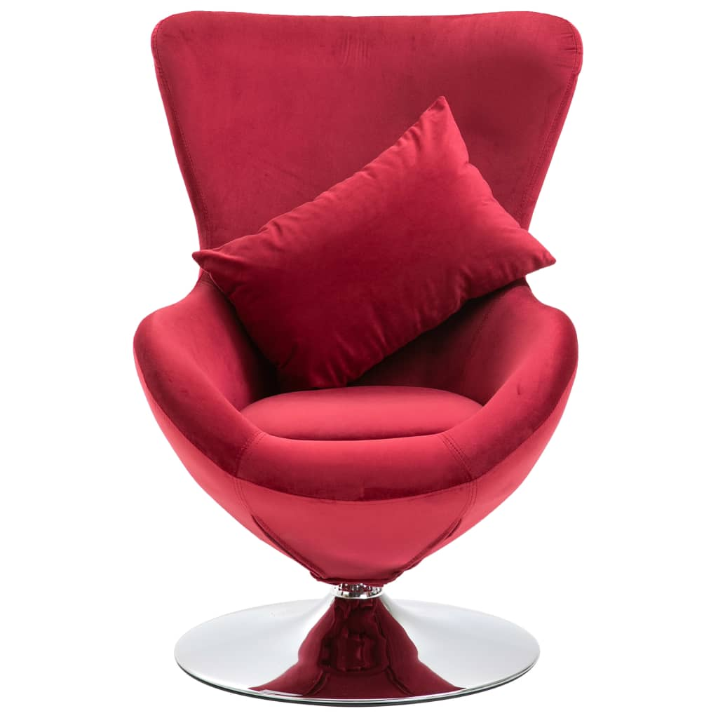 vidaXL Swivel Egg Chair with Cushion Red Velvet | Elegant and Comfortable