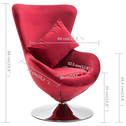 vidaXL Swivel Egg Chair with Cushion Red Velvet | Elegant and Comfortable