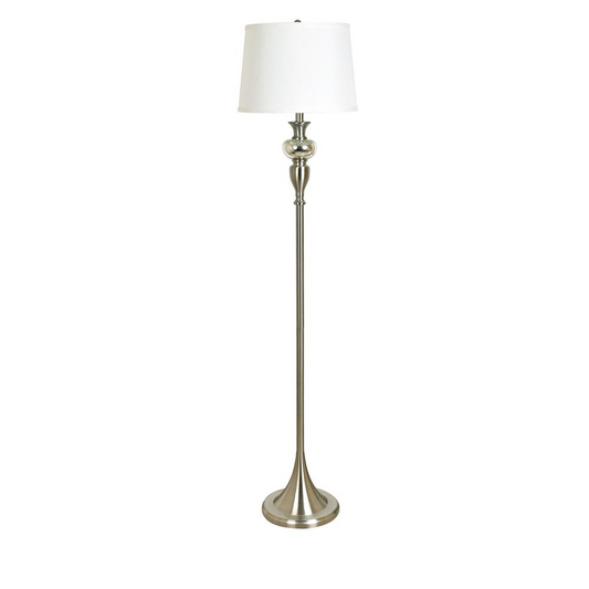 Crestview Collection Finely Brushed Nickel Floor Lamp with Glass Detail - Elegant Lighting for Any Room