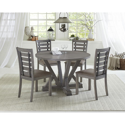 Harbor Gray Round Dining Table - Sturdy Trestle Style Base