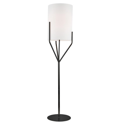 1LT Incandescent Floor Lamp, MB, WH Shade - Modern Design, Matte Black Finish