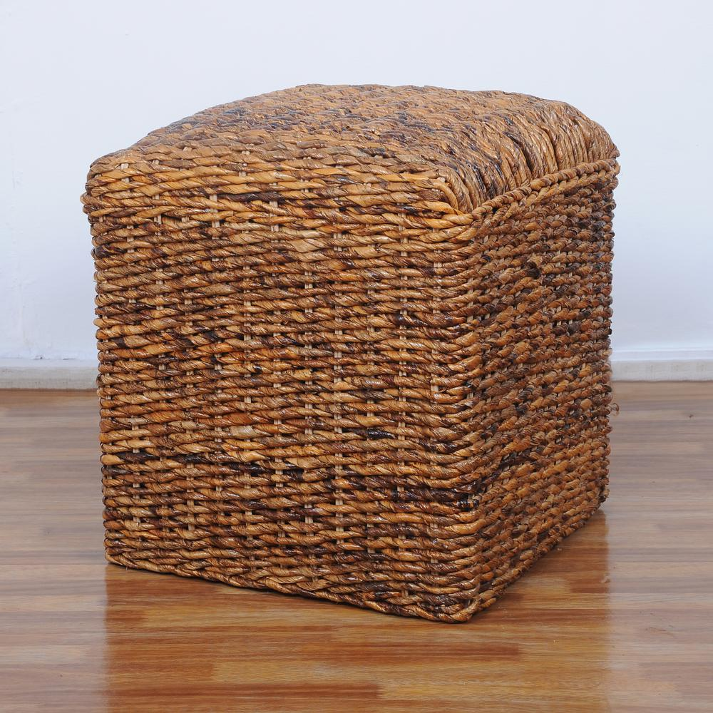 Square Twisted Arizona Ottoman - Exotic Abaca Style with Foam Cushioning