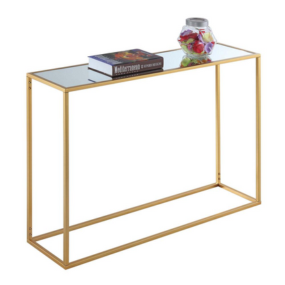 Gold Coast Mirrored Console Table, Mirrored Top/Gold Frame - Victorian and Modern Design
