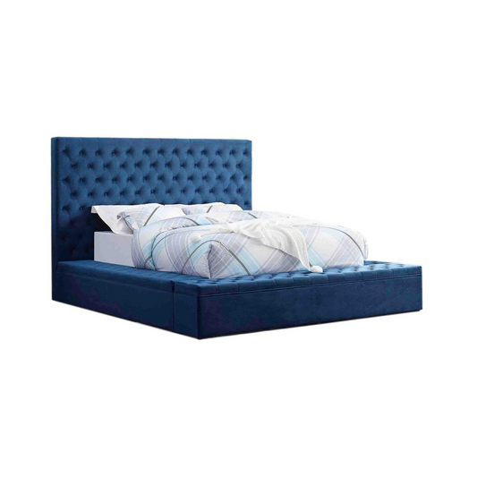 Best Master Furniture Cierra Platform California King Bed with Storage in Blue