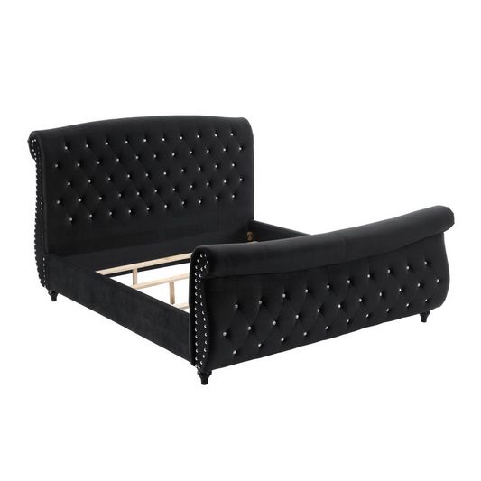 Best Master Furniture Jennifer Tufted Fabric King Platform Bed in Black