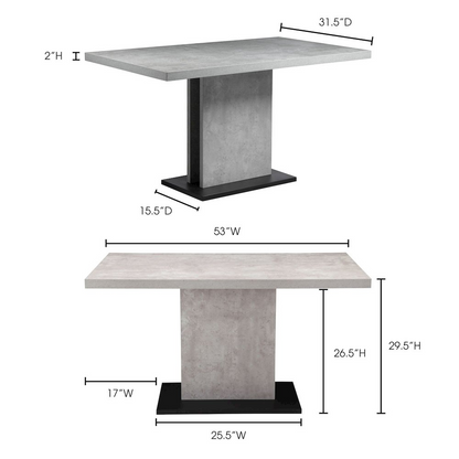 Hanlon Dining Table - Contemporary Modern Style, Faux-Stone Finish