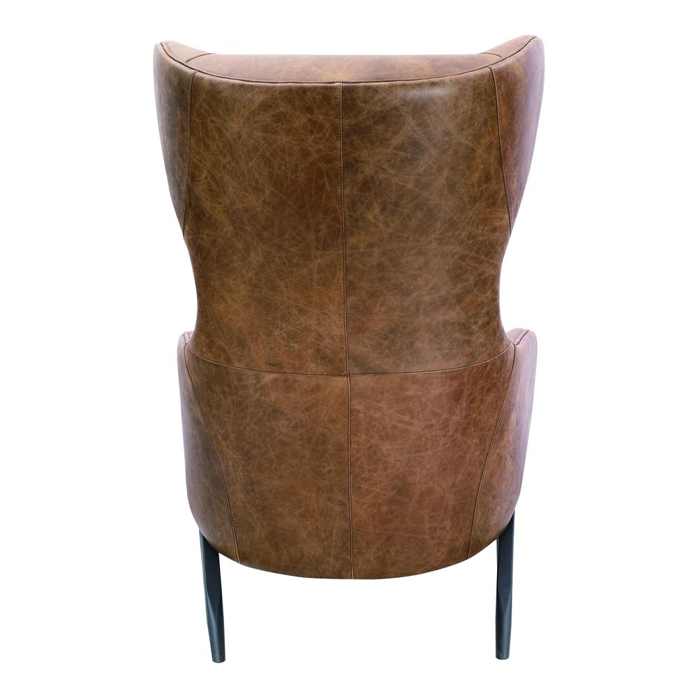 AMOS Leather Accent Chair - Mid-Century Modern Vintage Look | High-Density Foam | Velvet Accent Pillow