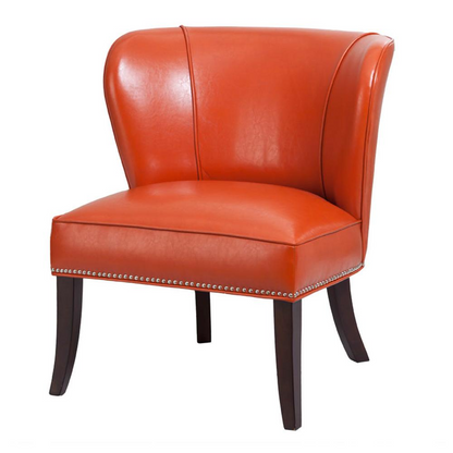 Hilton Armless Accent Chair - Stylish Contemporary Statement, Crisp Tangerine Faux Leather