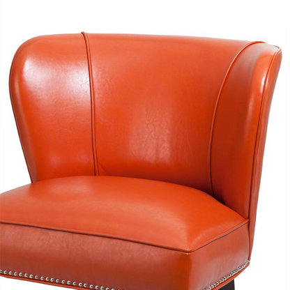 Hilton Armless Accent Chair - Stylish Contemporary Statement, Crisp Tangerine Faux Leather