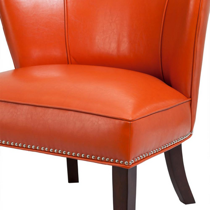 Hilton Armless Accent Chair - Stylish Contemporary Statement, Crisp Tangerine Faux Leather