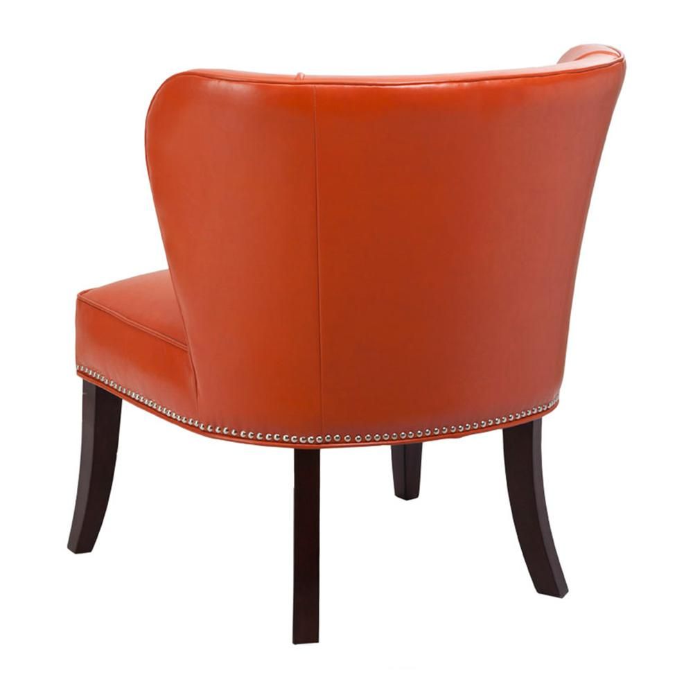 Hilton Armless Accent Chair - Stylish Contemporary Statement, Crisp Tangerine Faux Leather