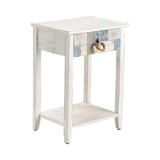 Crestview Collection Multi Color Nautical Patchwork 1 Drawer Accent Table - Add a Touch of Nautical Charm to Your Home