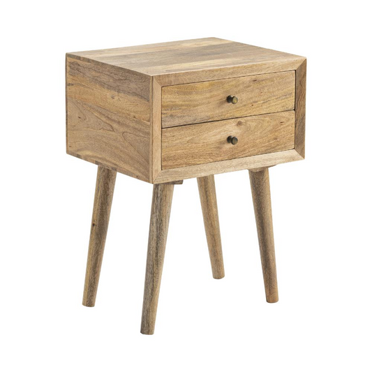 Bengal Manor Natural Mango Wood 2 Drawer Accent Table - Elegant and Functional