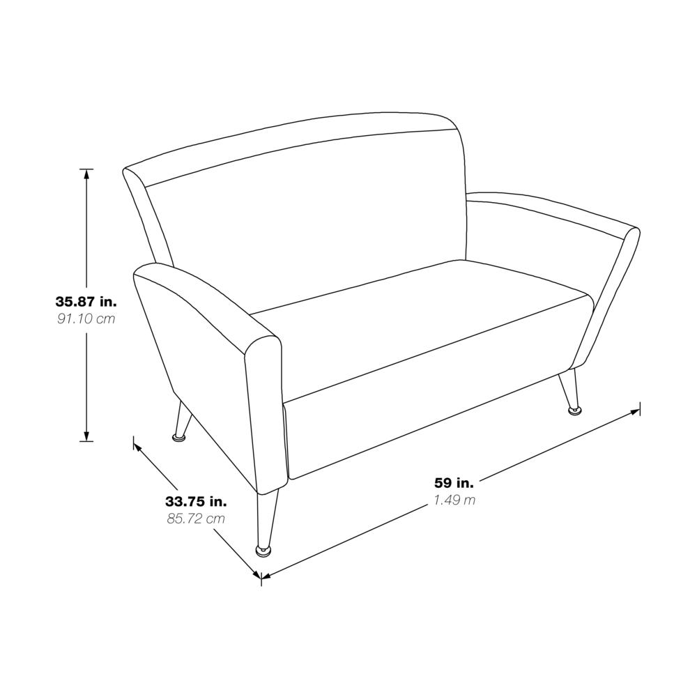 Loveseat in Dillon Black Bonded Leather with Chrome Legs