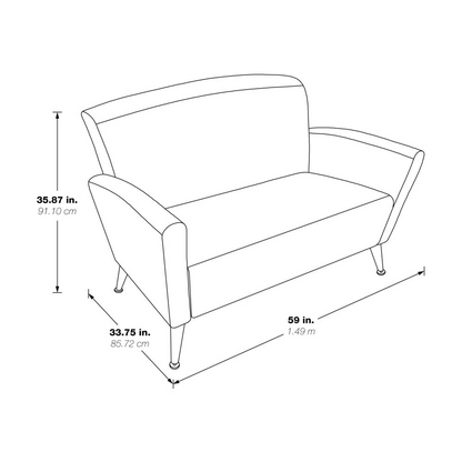 Loveseat in Dillon Black Bonded Leather with Chrome Legs