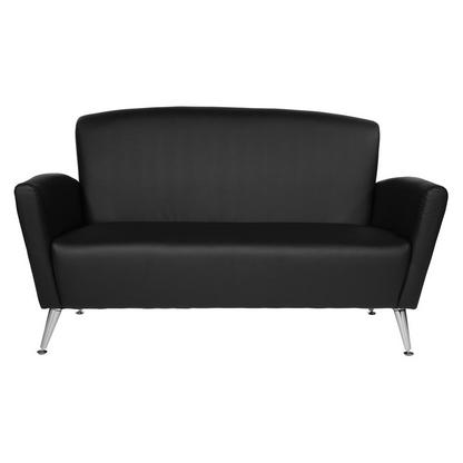 Loveseat in Dillon Black Bonded Leather with Chrome Legs