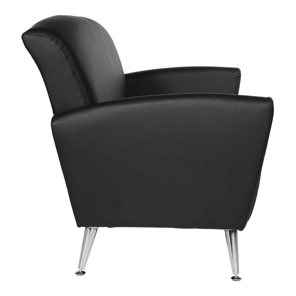 Loveseat in Dillon Black Bonded Leather with Chrome Legs