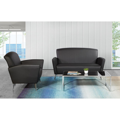 Loveseat in Dillon Black Bonded Leather with Chrome Legs