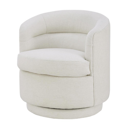 Rachel Fabric Swivel Accent Arm Chair - Chic Parlor Style Arm Chair with 360-Degree Swivel and Soft Cream Fabric