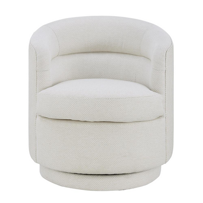 Rachel Fabric Swivel Accent Arm Chair - Chic Parlor Style Arm Chair with 360-Degree Swivel and Soft Cream Fabric