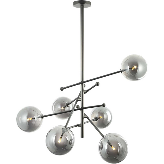 Apollo Chandelier - Modern Mid-Century Lighting with Smoked Glass Globes