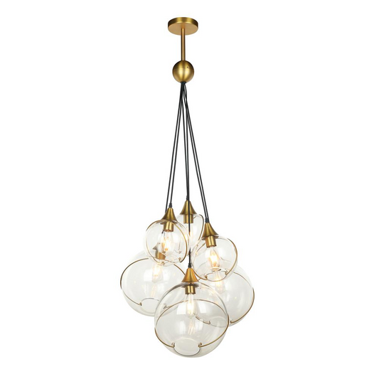 Kiran Chandelier - Glass Cluster Chandelier with Gold Metal Rings