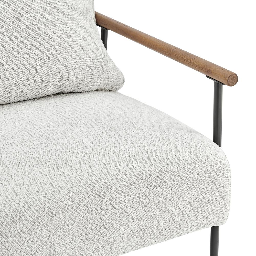 Quinton Fabric Accent Arm Chair - Retro Sophistication with Boucle Fabric and Wooden Arm Rests