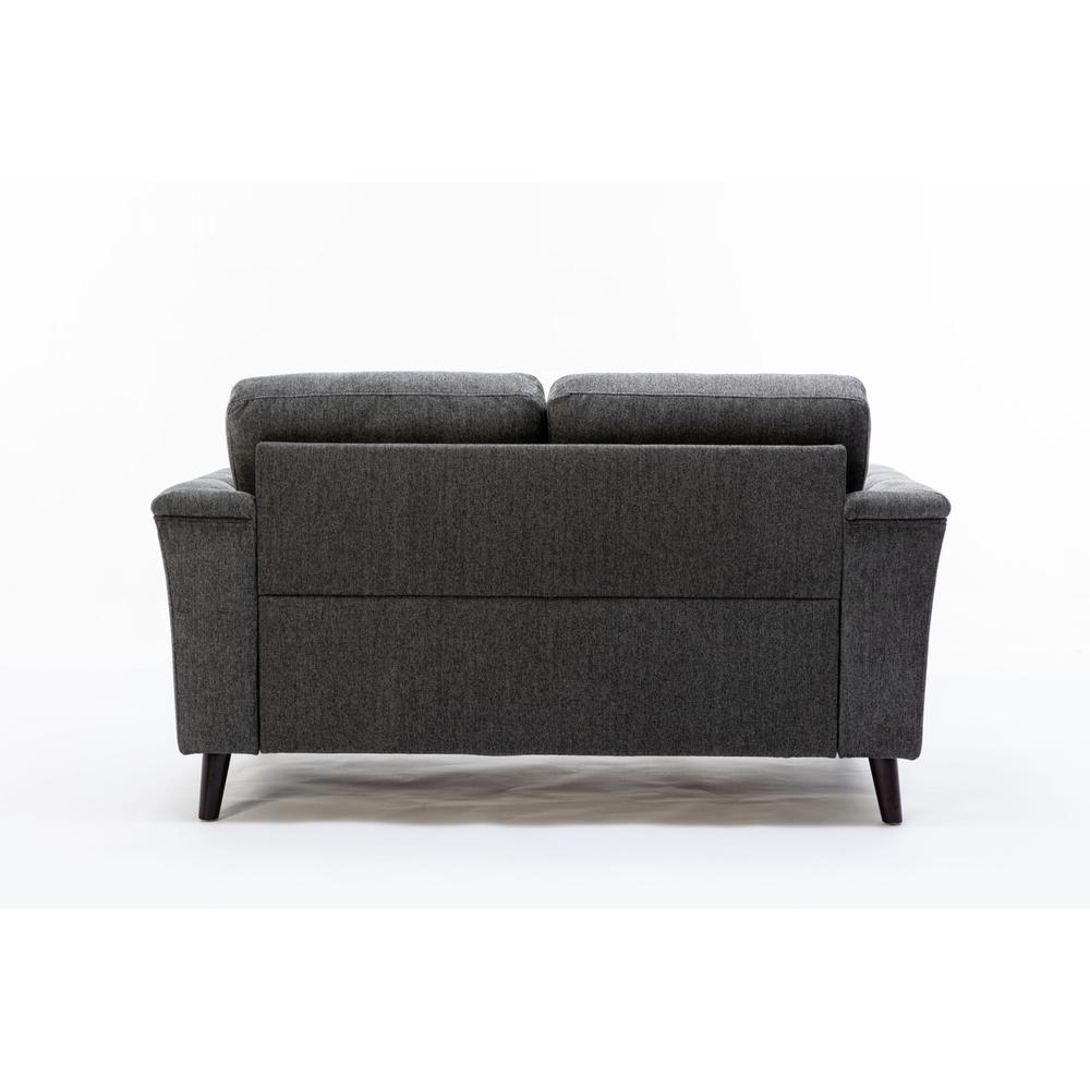 Stanton Dark Gray Linen Loveseat with Tufted Arms - Elegant and Comfortable | Your Ideal Living Room Companion