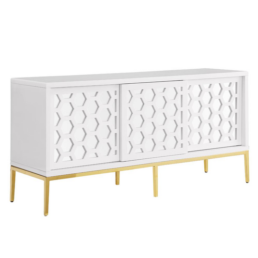 Valens 64" White with Gold Base Sideboard - Elegant and Modern Design