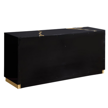 Domitianus Wood Sideboard with Gold Accents in Black - Contemporary Design