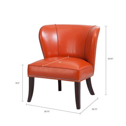 Hilton Armless Accent Chair - Stylish Contemporary Statement, Crisp Tangerine Faux Leather