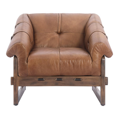 Bellos Accent Chair Open Road Brown Leather - Mid-Century Style and Comfort