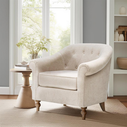 Martha Stewart Fayette Accent Chair - Tufted Armchair for Timeless Elegance