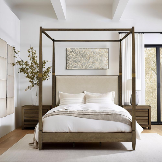 Madison Park Canopy Bed Frame Queen | Solid Wood | Elegant Design